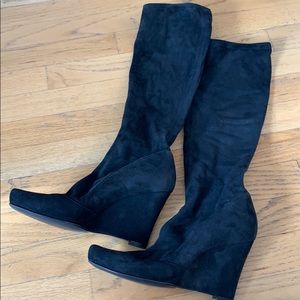 Dolce Gabbana Suede Stretch Wedge Boots